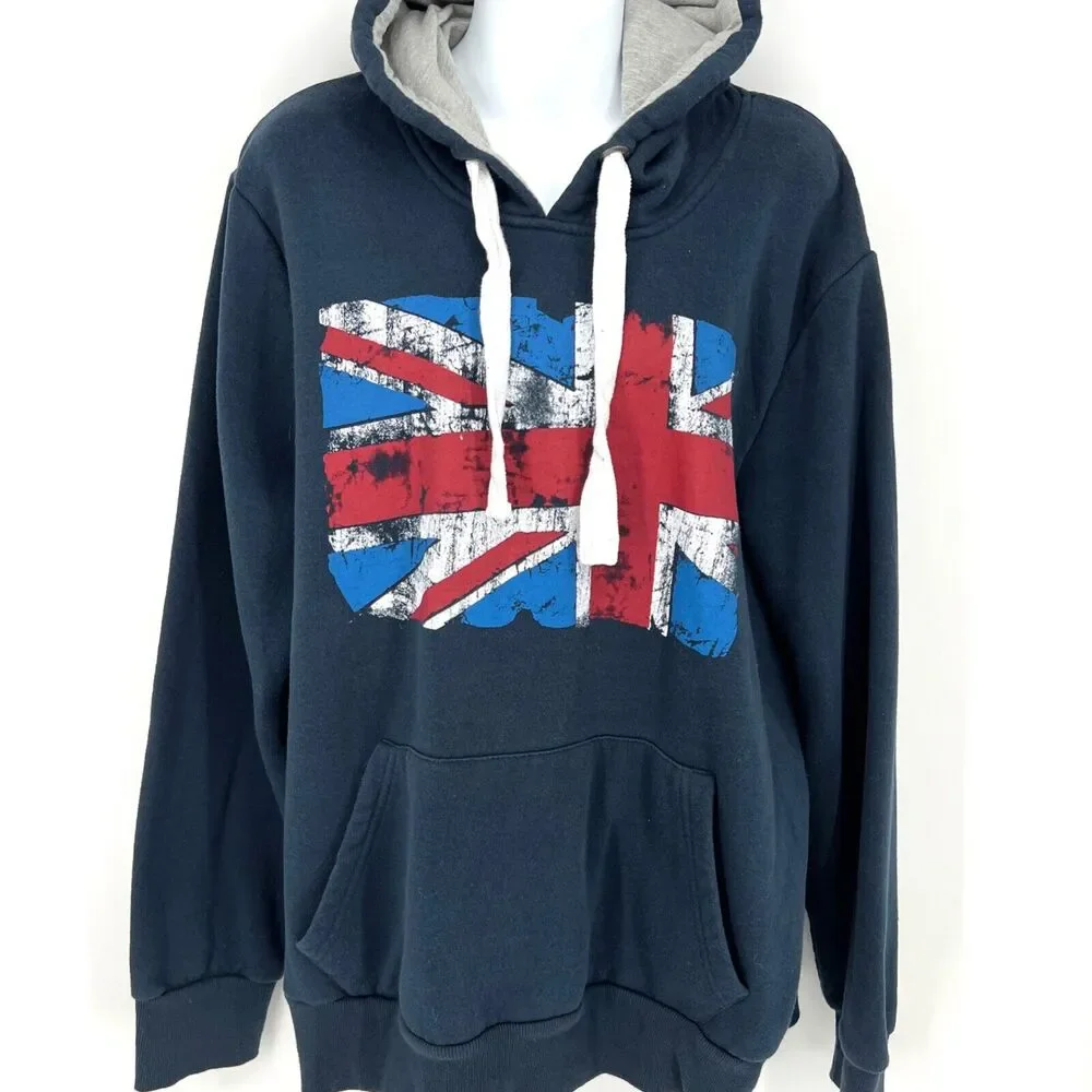 Cedar Wood State Navy British Flag Pullover Hoodie Size XL - Picture 2 of 8